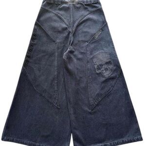 Tripp NYC Black Wide-Leg Pants with Skull Design